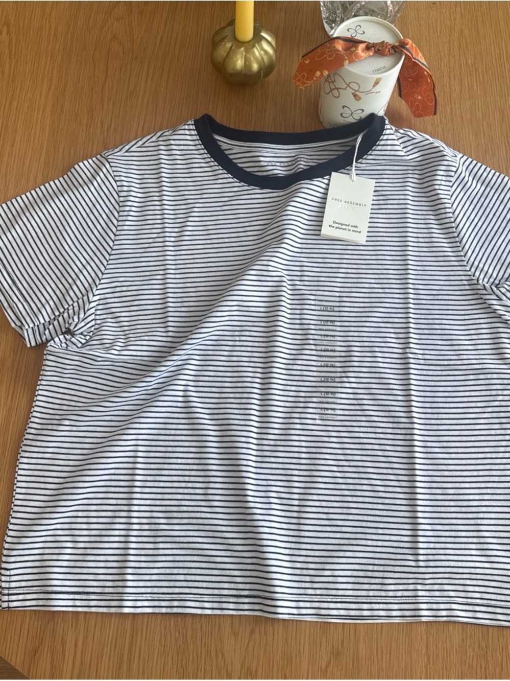 Women’s brand new Navy & White Striped Short-Sleeve Tee